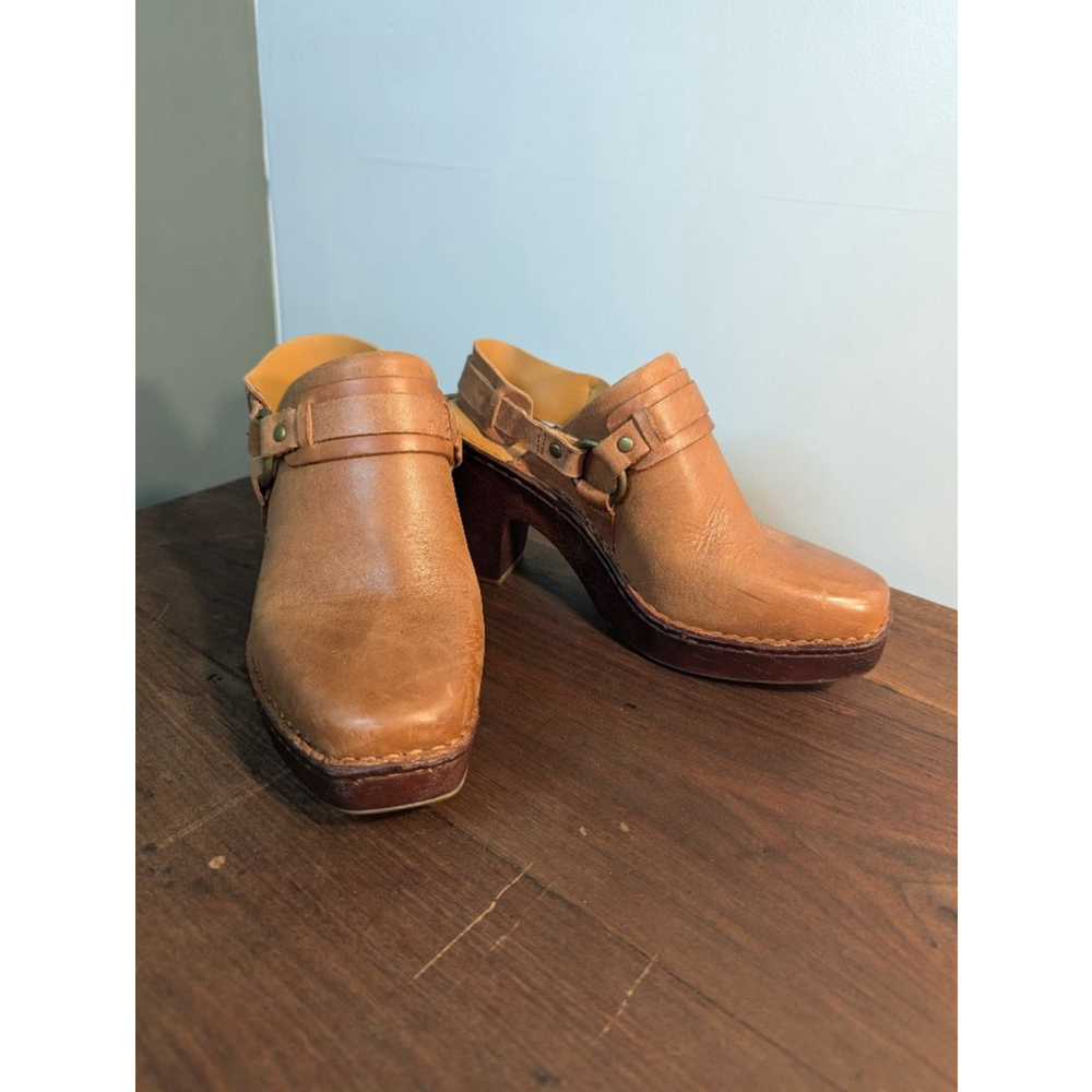 Born Hudson Brown Leather Clog sling back Size 8